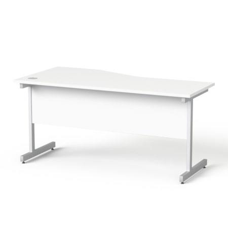 MAYAH Íróasztal, íves, jobbos, szürke fémlábbal, 160x80 cm, MAYAH "Freedom SV-29", fehér