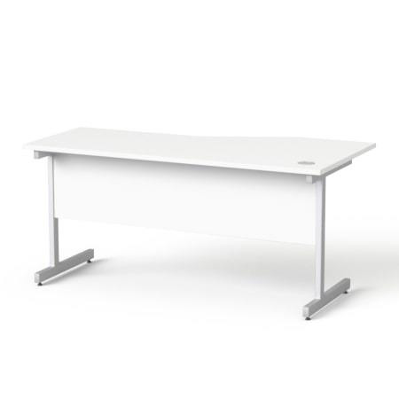 MAYAH Íróasztal, íves, balos, szürke fémlábbal, 160x80 cm, MAYAH "Freedom SV-30", fehér