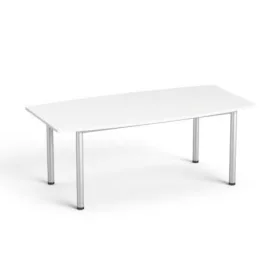   MAYAH Tárgyalóasztal, íves, szürke fémlábbal, 80/95x190 cm, MAYAH "Freedom SV-43", fehér