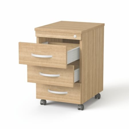 MAYAH Görgős konténer, 3 fiókos, MAYAH "Freedom SV-18", kőris