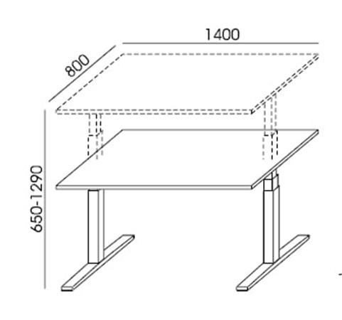 MAYAH Állítható magasságú íróasztal, 140x80 cm, MAYAH "Freedom SV-302", fehér