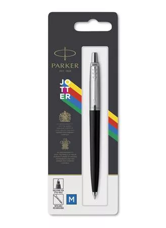 PARKER Golyóstoll, 0,7 mm, ezüst színű klip, fekete tolltest, PARKER "Royal Jotter Originals", kék