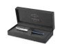 PARKER Golyóstoll, 0,7 mm rotációs, ezüst színű klip, kék tolltest, PARKER "Royal 51 Core", fekete