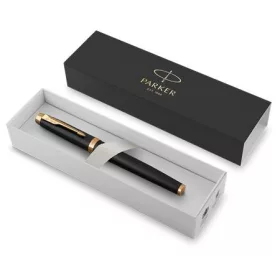   PARKER Töltőtoll, arany színű klip, cizellált fekete tolltest, PARKER "Royal IM Premium"