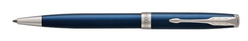 PARKER Golyóstoll, 1 mm, rotációs, kék tolltest, ezüst klip, PARKER "Royal Sonnet", kék
