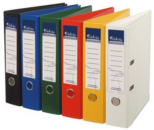 VICTORIA OFFICE Iratrendező, 75 mm, A4, PP/PP, élvédő sínnel, VICTORIA OFFICE, "Premium", sárga