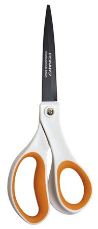 FISKARS Olló, általános, tapadásmentes, 20 cm, FISKARS "Non-Stick", fehér