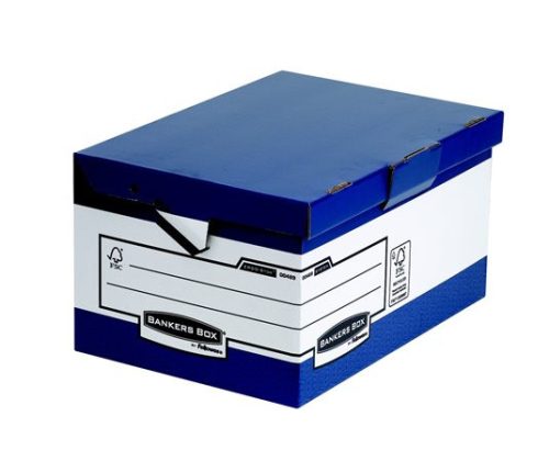 FELLOWES Csapófedeles ergonómikus archiválókonténer, "BANKERS BOX® BY FELLOWES® ", kék