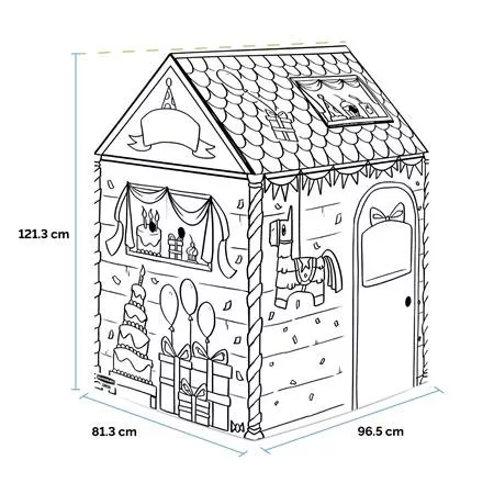 FELLOWES Játékház, színezhető, karton, FELLOWES, Szülinapi házikó
