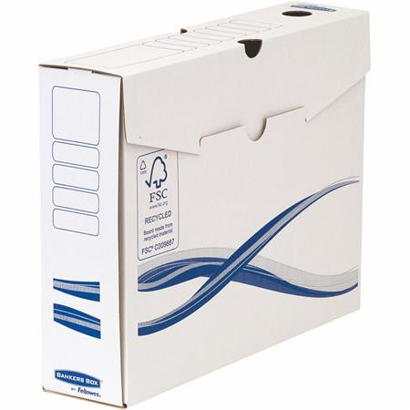 FELLOWES Archiválódoboz, A4, 80 mm, FELLOWES "Bankers Box Basic", kék-fehér