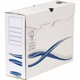   FELLOWES Archiválódoboz, A4+, 100 mm, FELLOWES "Bankers Box Basic", kék-fehér