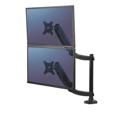 FELLOWES Monitortartó kar, két monitorhoz, FELLOWES, "Platinum Series™ Dual Stacking", fekete