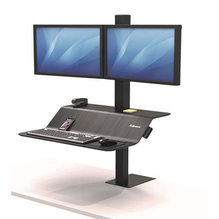 FELLOWES Ülő/álló munkaállomás, FELLOWES, "Lotus™ VE", két monitorhoz