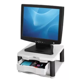   FELLOWES Monitorállvány, fiókkal, FELLOWES "Premium Plus", platinaszürke
