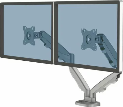 FELLOWES Monitortartó kar két monitorhoz, FELLOWES "Eppa™  "Dual", ezüst