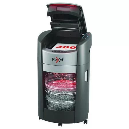 REXEL Iratmegsemmisítő, konfetti, 300 lap, REXEL "ShredMax AutoFeed+ 300X P4"