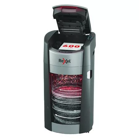 REXEL Iratmegsemmisítő, konfetti, 600 lap, REXEL "ShredMax AutoFeed+ 600X P4"