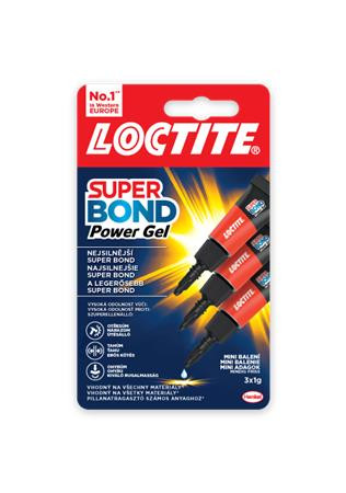 HENKEL Pillanatragasztó gél, 3 x 1 g, HENKEL "Loctite Super Bond POWER Gél Mini Trio"