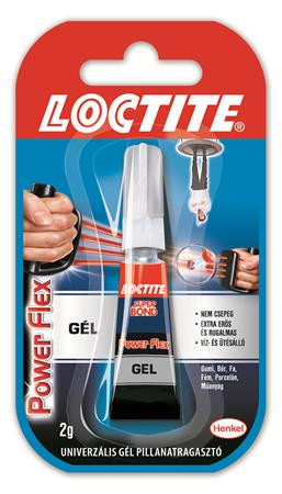 HENKEL Pillanatragasztó gél, 2 g, HENKEL "Loctite Super Bond Power Flex Gél"