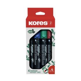   KORES Alkoholos marker készlet, 3-5 mm, vágott, KORES "ECO K-Marker XP2", 4 különböző szín