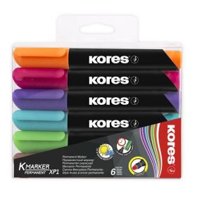   KORES Alkoholos marker, 3 mm, kúpos, KORES "K-Marker XP1", 6 különböző szín