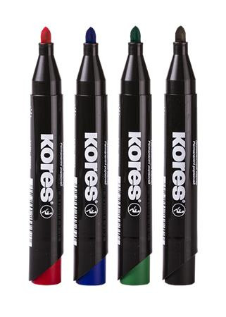 KORES Alkoholos marker, 3-5 mm, kúpos, KORES "K-Marker XP1", 4 különböző szín