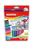   KORES Filctoll készlet, kimosható, KORES "Korellos", 12 különböző szín