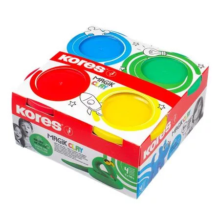 KORES Gyurma,160 g, levegőre száradó, 4 szín, KORES "Magic Clay"