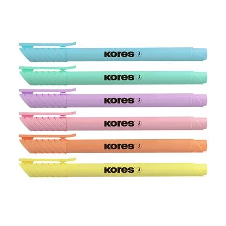 KORES Szövegkiemelő készlet, 0,5-5 mm, KORES, 6 különböző pasztell szín