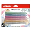KORES Szövegkiemelő készlet, 3-5 mm, KORES "Glitter", 6 különböző csillámos szín