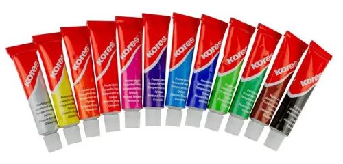 KORES Tempera készlet, 12 ml, KORES, 12 különböző szín