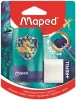MAPED Hegyező és radír, kétlyukú, tartályos, pótradírral, MAPED "Connect Dragon", sárkány