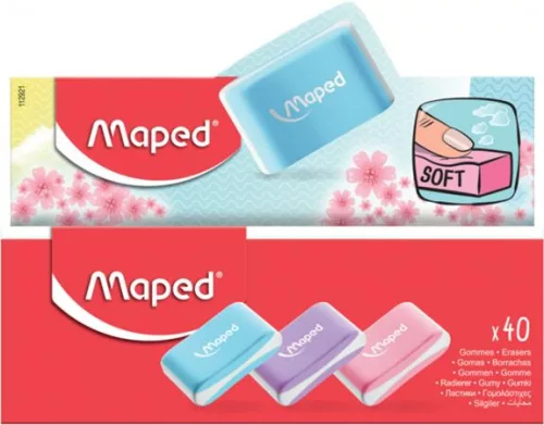 MAPED Radír display, MAPED "Essentials Soft Pastel", vegyes színek