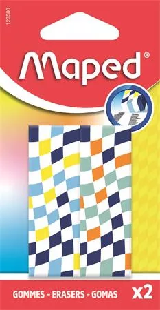 MAPED Radír, kockamintás, MAPED „Checkerboards”, vegyes minták, 2 db