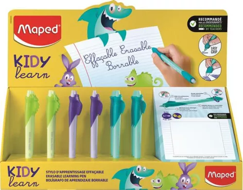 MAPED Írástanuló rollertoll display, 0,7 mm, radírozható, MAPED "KIDY Learn MAGIC", vegyes színek