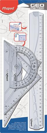 MAPED Vonalzókészlet, műanyag, 4 darabos, MAPED "Geometric"