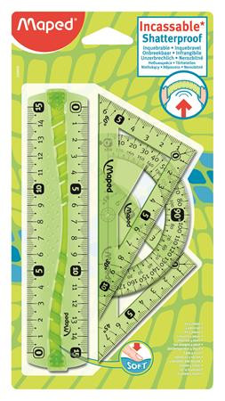 MAPED Vonalzókészlet, kicsi, műanyag, hajlítható, 4 darabos, MAPED "Flex"
