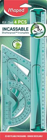 MAPED Vonalzókészlet, műanyag, hajlítható, 4 darabos, MAPED "Flex"