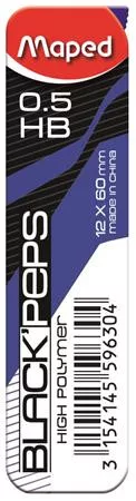 MAPED Grafitbél, 0,5 mm, HB, 2x12 szálas, MAPED "Black Peps"
