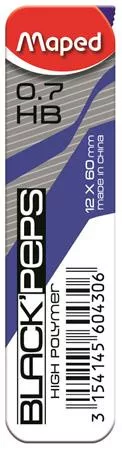 MAPED Grafitbél, 0,7 mm, HB, 2x12 szálas, MAPED "Black Peps"