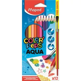   MAPED Akvarell ceruza készlet, háromszögletű, ecsettel, MAPED "Color'Peps", 12 különböző szín