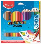   MAPED Akvarell ceruza készlet, háromszögletű, ecsettel, MAPED "Color Peps", 24 különböző szín
