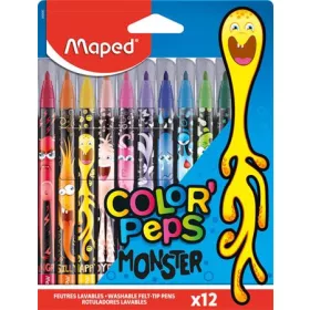   MAPED Filctoll készlet, 2,8 mm, kimosható, MAPED "Color'Peps Monster" 12 különböző szín