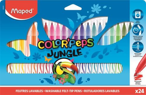 MAPED Filctoll készlet, 2,8 mm, kimosható, MAPED "Color'Peps Jungle", 24 különböző szín