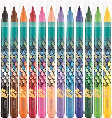 MAPED Filctoll készlet, 2,8 mm, kimosható, MAPED „Dragon sárkány”, 12 különböző szín