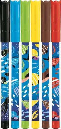 MAPED Filctoll készlet, 2 mm, kimosható, MAPED "Color'Peps Ocean Life", 6 különböző szín