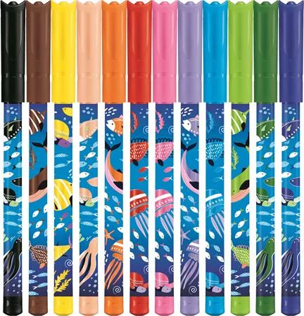 MAPED Filctoll készlet, 2 mm, kimosható, MAPED "Color'Peps Ocean Life", 12 különböző szín