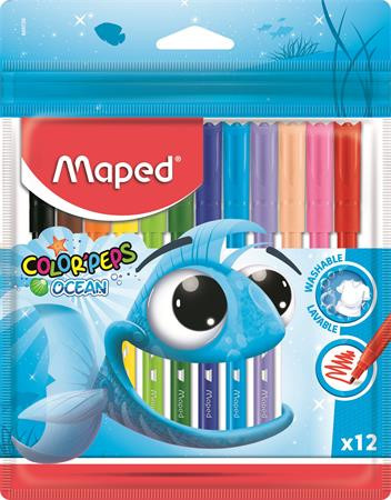 MAPED Filctoll készlet, 2 mm, kimosható, MAPED "Color'Peps Ocean", 12 különböző szín