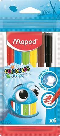 MAPED Filctoll készlet, 2 mm, kimosható, MAPED "Color'Peps Ocean", 6 különböző szín