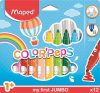 MAPED Filctoll készlet, 1-5 mm, kimosható, vastag, MAPED "Color'Peps Jumbo", 12 különböző szín